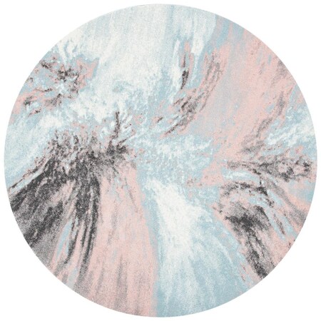 Safavieh 5 ft. 3 in. x 5 ft. 3 in. Glacier Power Loomed Round Area Rug; Pink & Blue GLA127U-5R